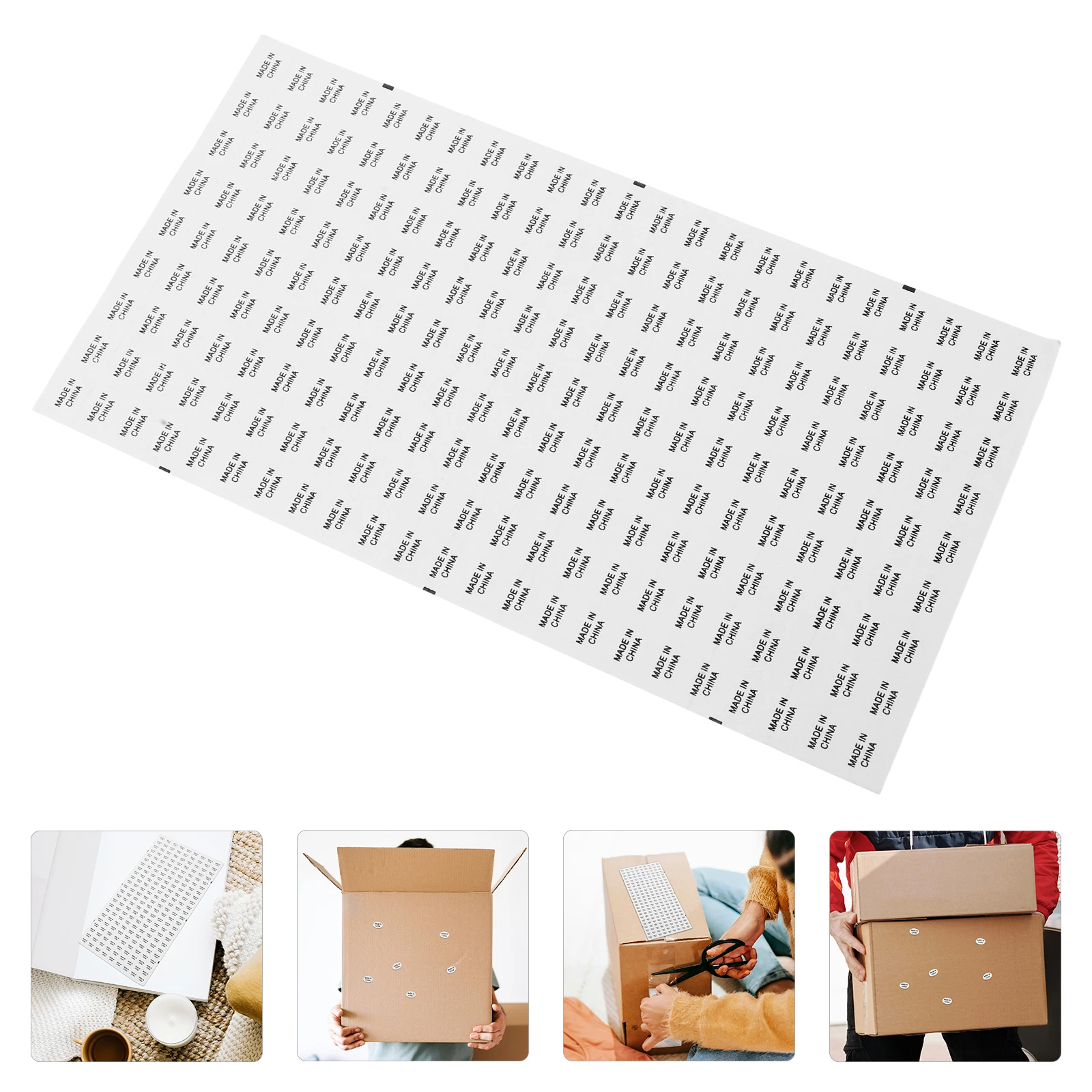 

14440pcs White Background Black Stickers Packaging China Imported Waterproof Labels for Products Sealing Adhesive Self