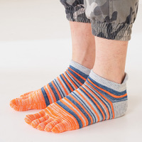 5 Pairs Colorful Striped Sport Ankle Socks with Fingers Men Boys Sweat-Absorbing Anti-Friction Casual Happy Toe Socks Fashions