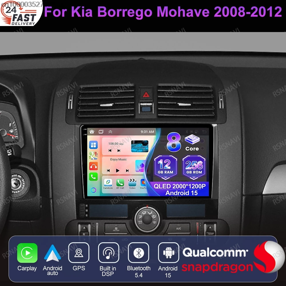 Android 15 para Kia Borrego Mohave 2008-2011 2012 IPS DSP 5G WIFI navegación Autoradio BT Qualcomm Viedo reproductor sistemas DVD RDS