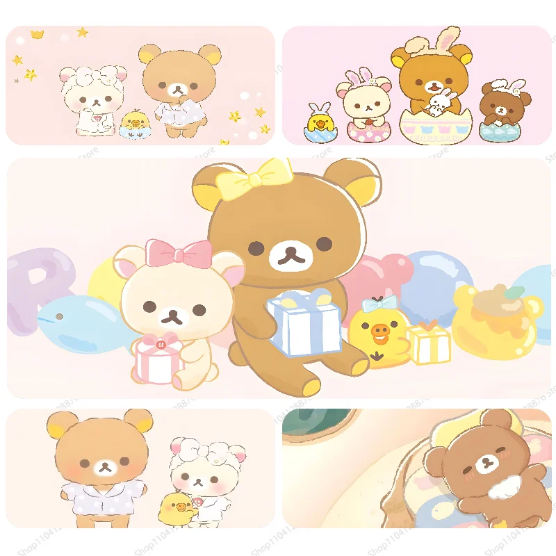 Cute Cat Rilakkuma Mousepad Gaming Mouse pad Gamer Pc Accessories Deskmat Keyboard Mat Desk Protector Mause Pads