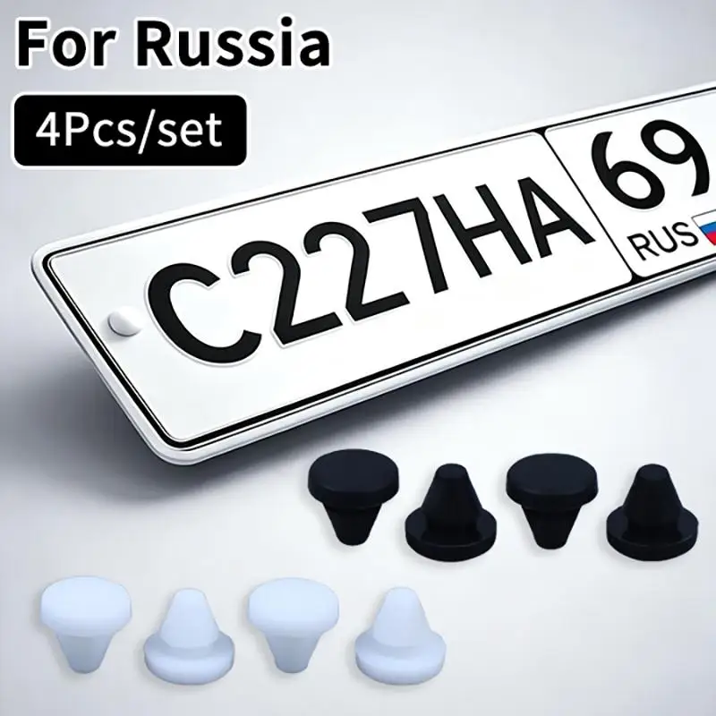 Silicone License Plate Mount Fixing Plugs 4 Pcs Waterproof Anti-Lost Wear Proof Car Fasteners for All Vehicle Models