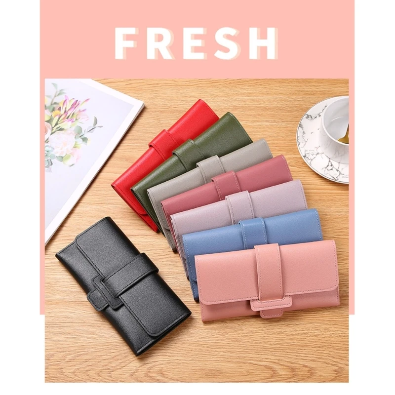 Y166 Elegant PU Leather Women's Long Wallet with Zipper Pocket and Card Holder Great for Business and Casual Occasions