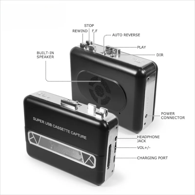JY303 Portable Super USB Cassette Capture Player Walkman Speaker Multiple Power Supply Methods Digitizes Cassette Music To MP3