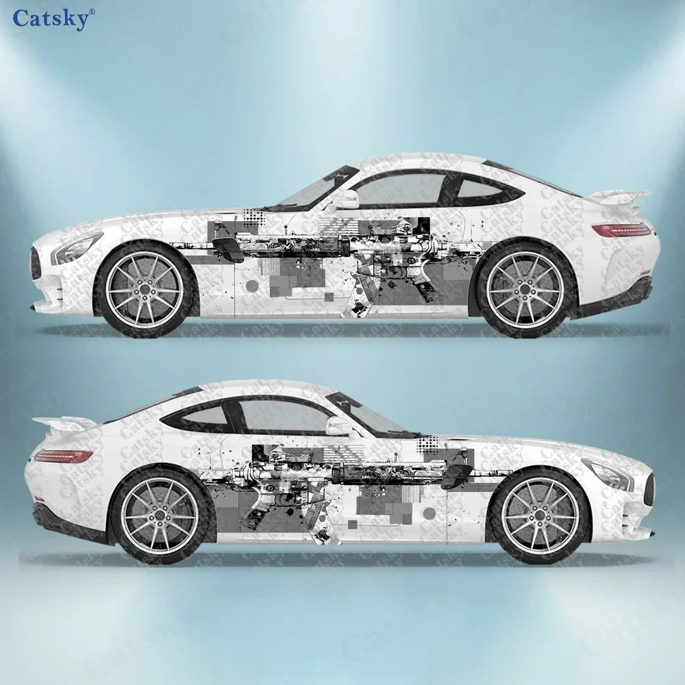 2pcs Splatter Gun Decals, Color Block Design, Durable, Fade-Resistant, Easy to Install and Remove - Enhance your vehicle' aesthe