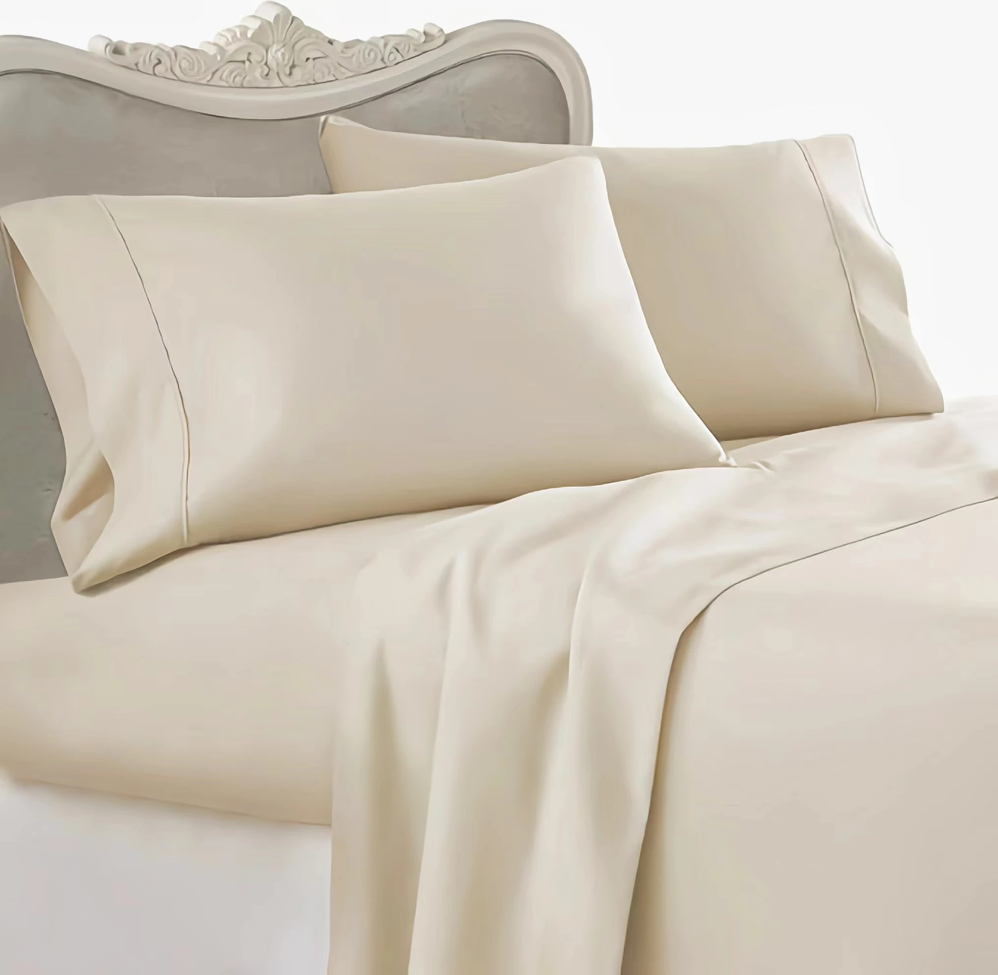 

Italian 800 Thread Count Egyptian Cotton Sheet Set DEEP Pocket, King, Beige Solid, Premium Italian Finish