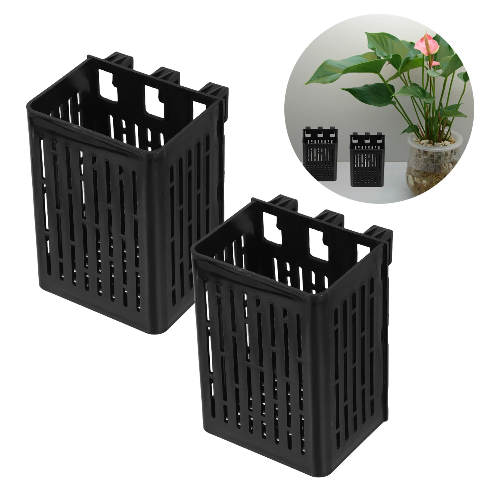 

3pcs Aquarium Plant Holder With Hooks Hydroponic Fish Tank Planter Aquatic Plant Cup For Aquaponics Growing Space Saving Easy