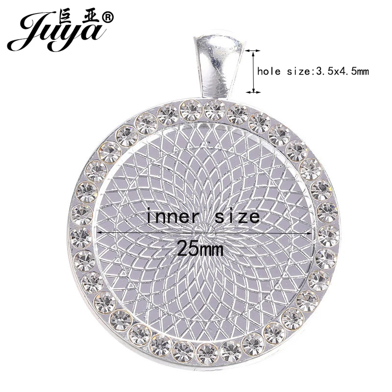 30PCS Crystal Pendant Settings Bezels 25mm Cabochon Base Charms Tray For DIY Pop Necklaces Jewelry Making Supplies Accessories