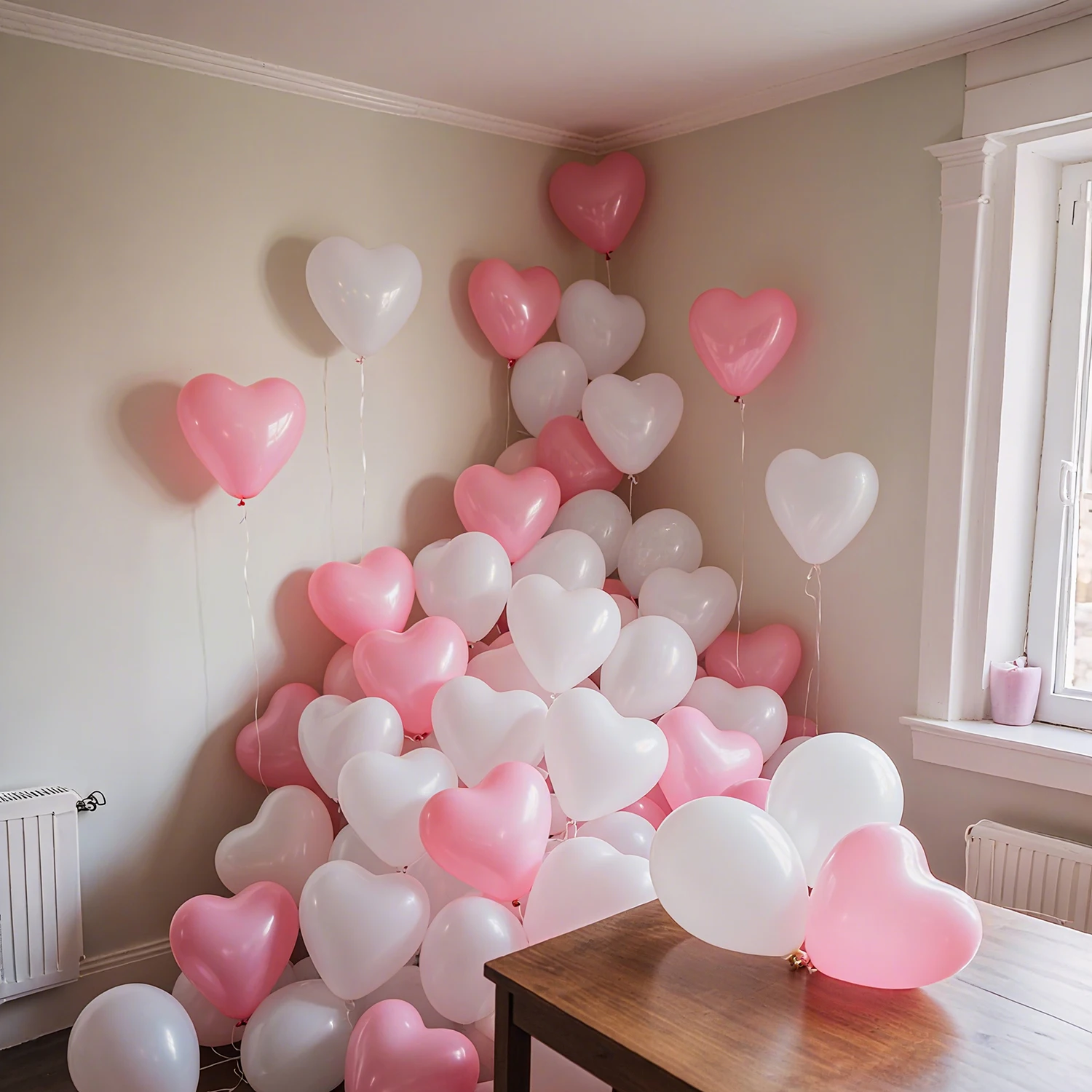 30 قطعة من بالون اللاتكس الأبيض الوردي مقاس 10 بوصة لعيد الحب، وأعياد الميلاد، وذكرى الزفاف، وديكور الحفلات