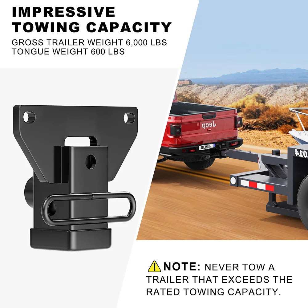 Trailer Hitch Receiver for Jeep Gladiator JT(2020-2024) 2 inch Tow Hitch with Anti-Rust Compatible with Bike Racks Tow Hooks