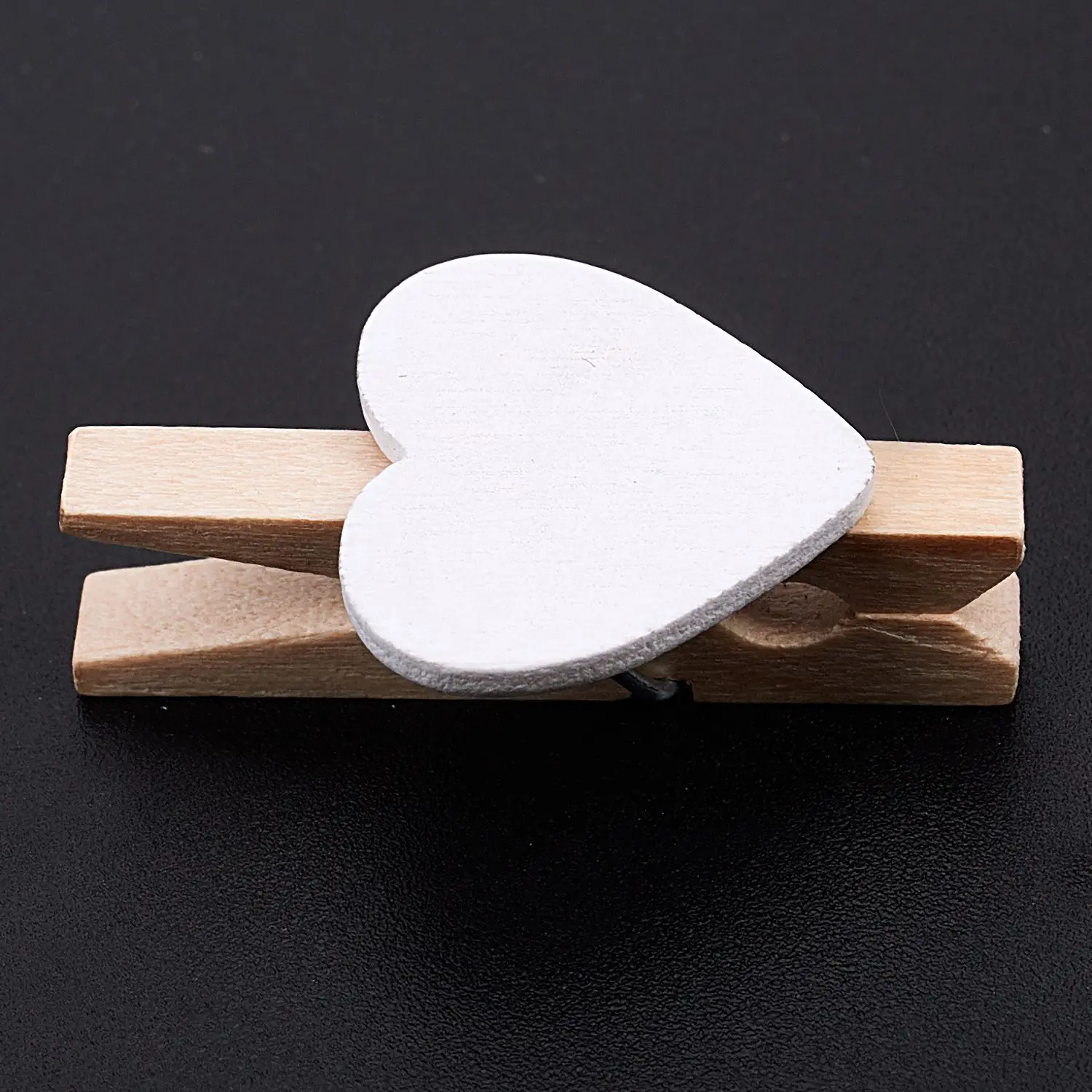 Kleine Mini Houten Kledingharingen/Decoratieve Haringen Met Hartjes, Wit