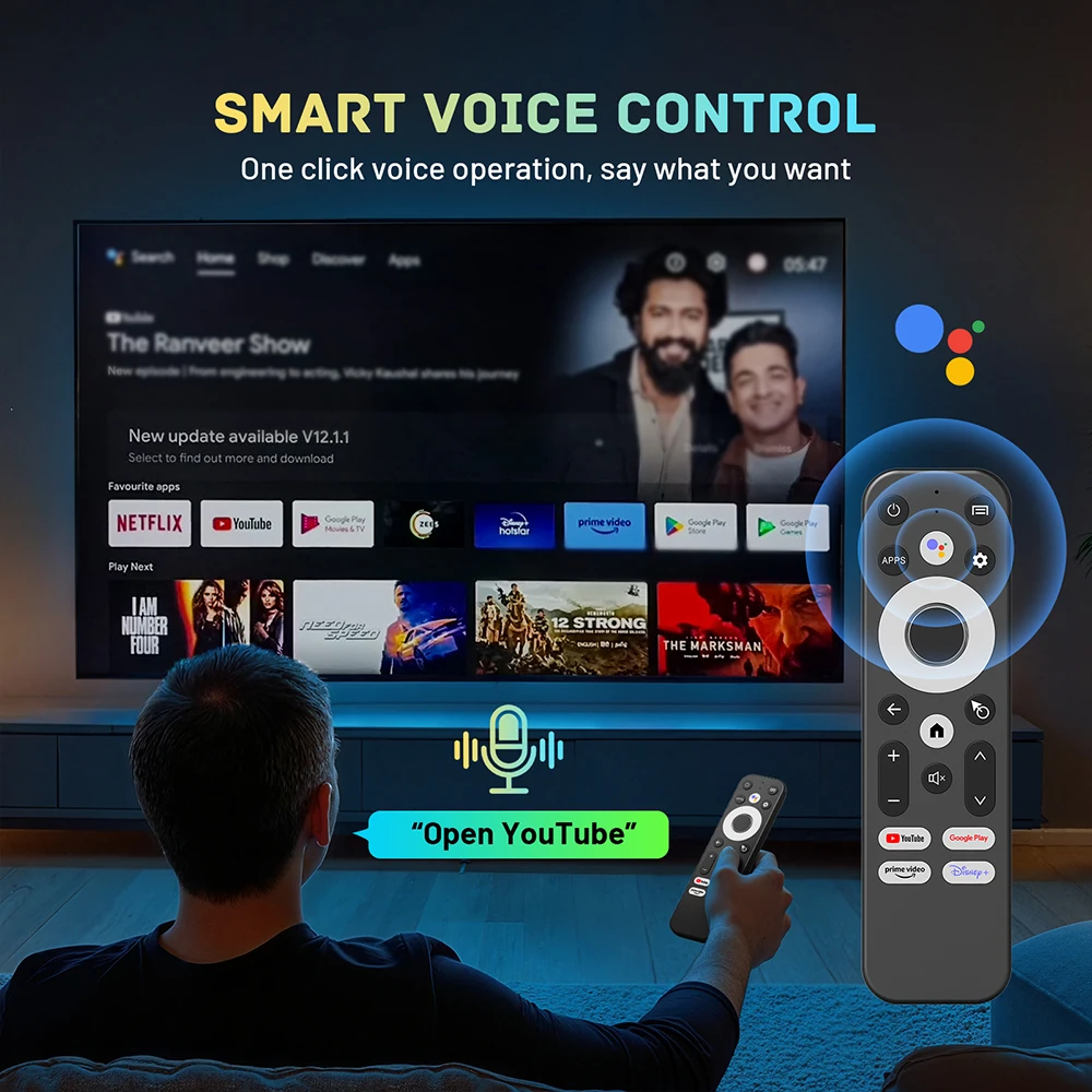 HK1 RBOX X50 Android 14 TV Box Amlogic S905A 4GB 128GB 1000M LAN Wifi6 4K Active Cooling Fan BT Voice Control Set Top Box