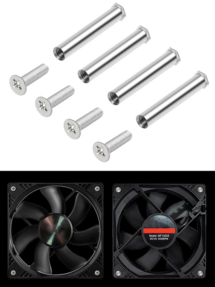 4pcs Chassis Fan Screws Enhanced Stability Cooling Fan Nut Screws Quieter Operation Cooling Fan Mount Screws for PC Case Fan