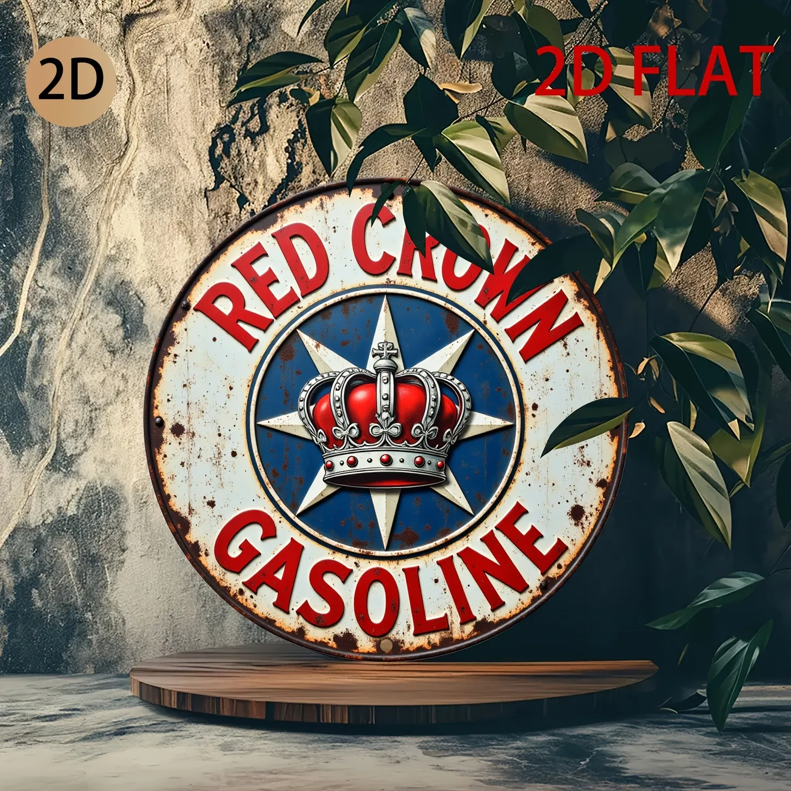 Vintage Red Crown Gasoline Pump Rustic Tin Metal Signs Home Décor 8x8