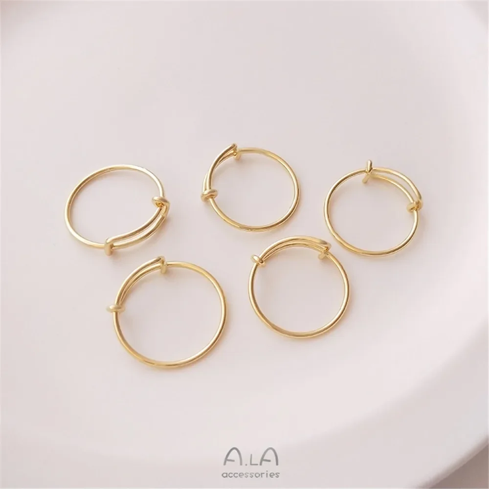 14K gold color DIY ring hand-wound adjustable ring plated with real gold jewelry material accessories