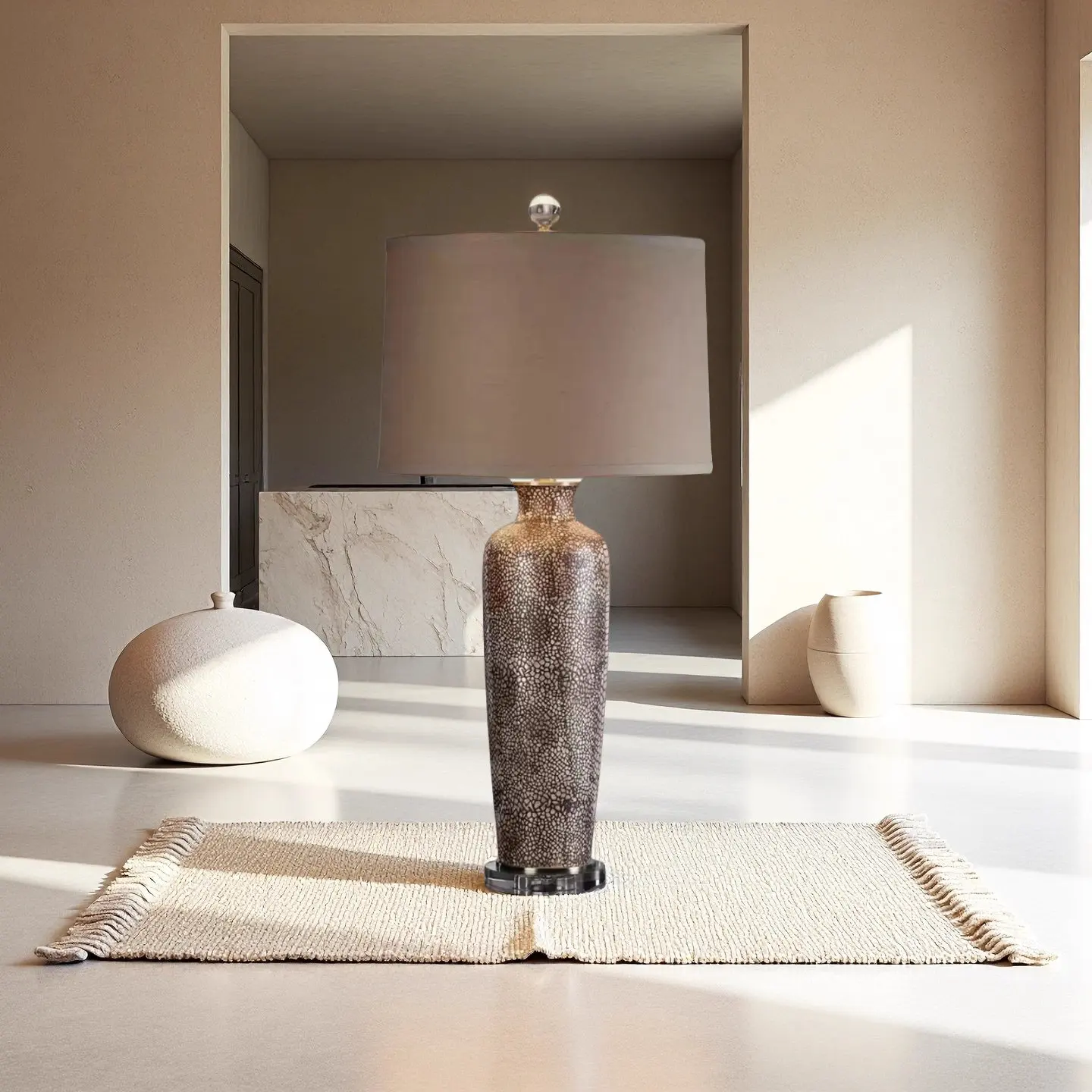 مصباح طاولة سيراميك يدوي حديث لغرفة النوم وغرفة المعيشة بتصميم فني أنيق #4