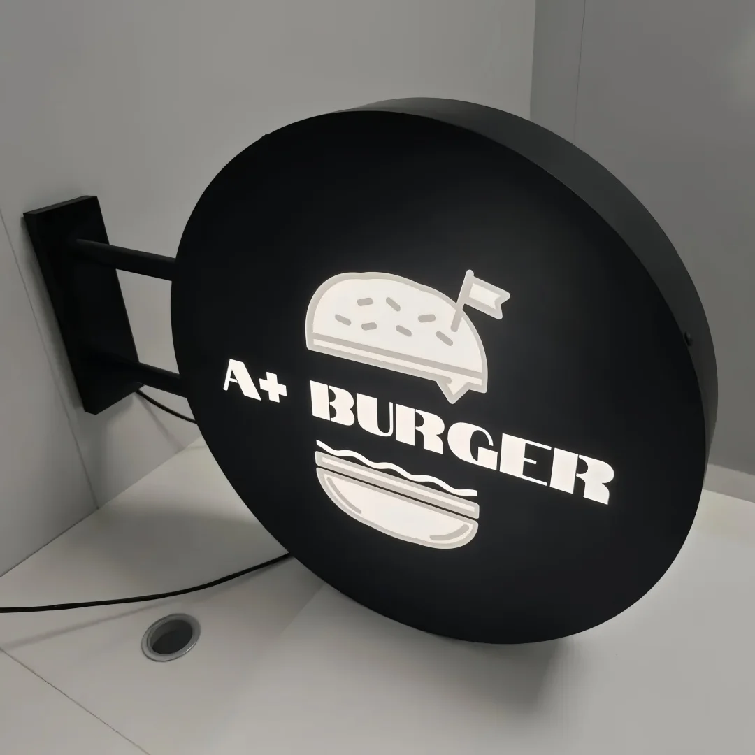 Custom Round LED Light Box | Double-Sided Outdoor Business Sign | Illuminated Storefront Sign | Personalized Logo Sign for Shops