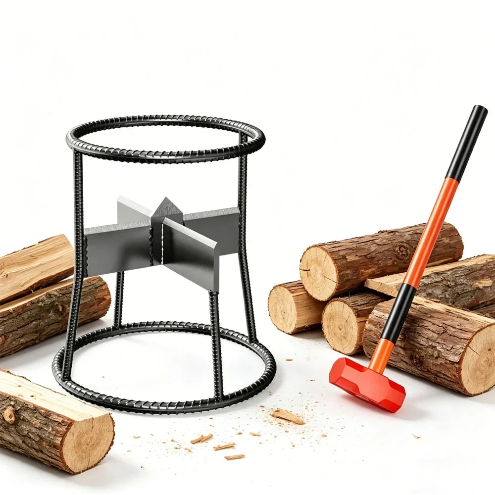 

Wood Splitter Tool, Cross Head Manual Log Splitter, Rural Outdoor Handheld Wood Splitting Device, Manganese Steel Frame