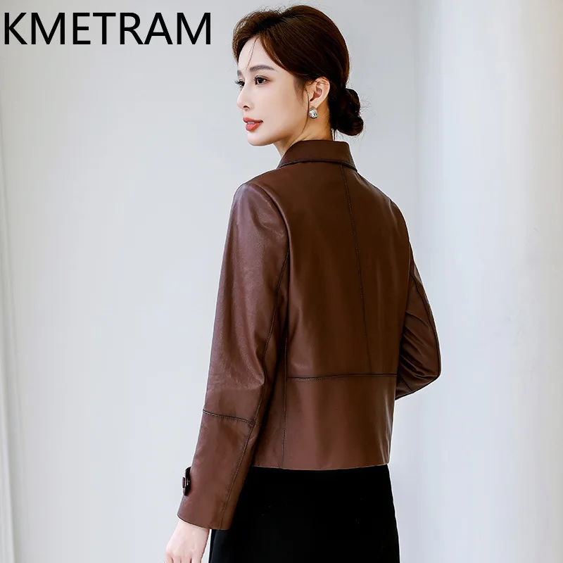 100% primo strato giacca di pelle di pecora donna caffè colorato corto giacche in vera pelle donna autunno abbigliamento donna 2025 дубл onderка