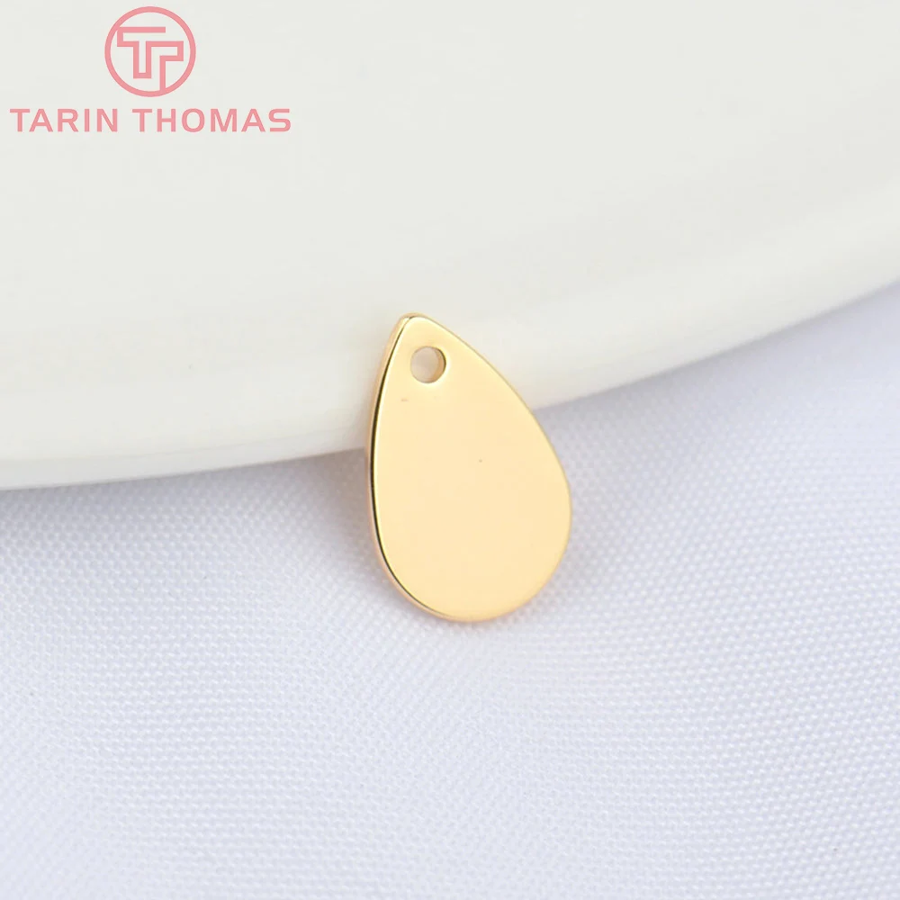 (4843)20PCS 6x9MM 24K Gold Color Brass Water Droplets Shape Charms Pendants High Quality DIY Jewelry Making Findings Accessories