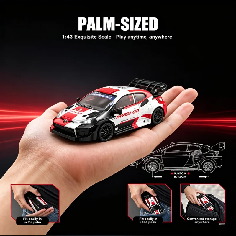 New MJX HYPER GO 43308 1/43 RC Car 4WD 20km/h High Speed RC Rally Racing 2.4G RC Drift Car Mini MJX 43308 2023 GR Yaris Rally1