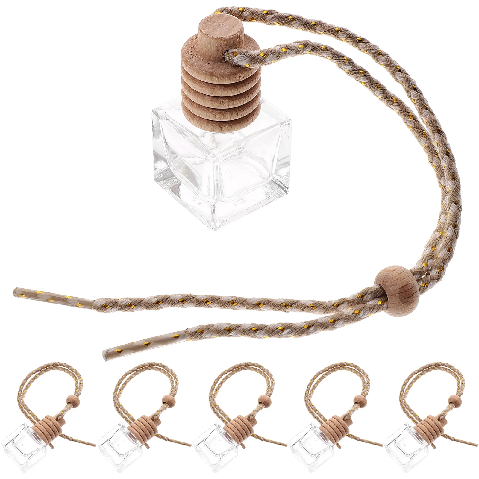 6 個車のフレグランスディフューザーボトル空のガラス香水ボトル詰め替えエッセンシャルオイルボトル車の芳香剤アクセサリー