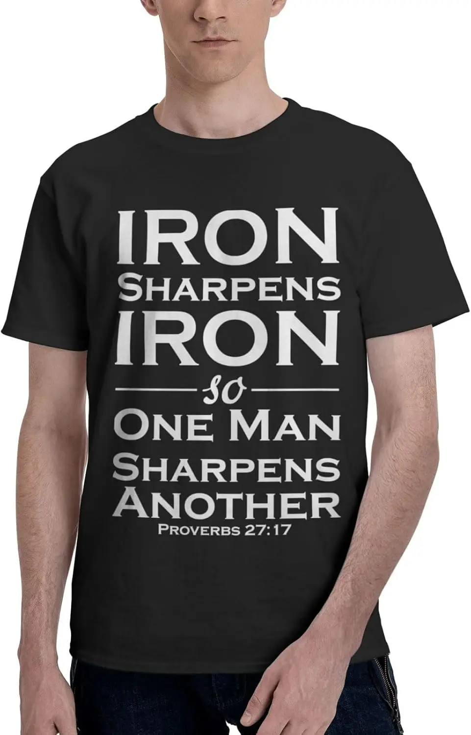 Iron Sharpens Iron Men's Classic Crewneck T-Shirt, Cotton Short Sleeve Black