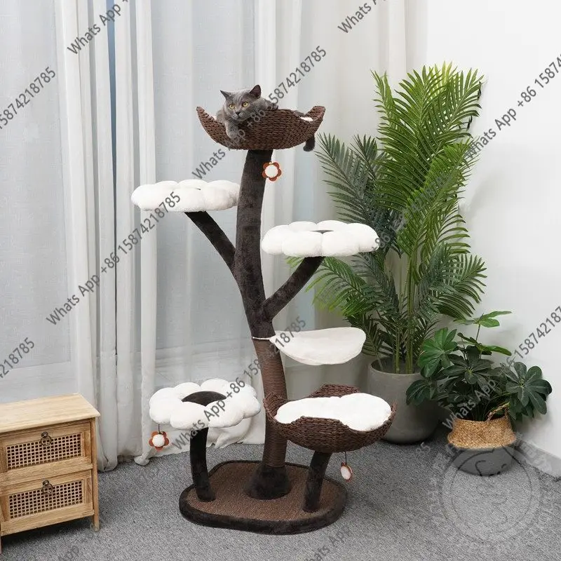 New cat frame Flower cat climbing frame Large cat jumping table nest Integrated sisal grinding claws scratching column Designer