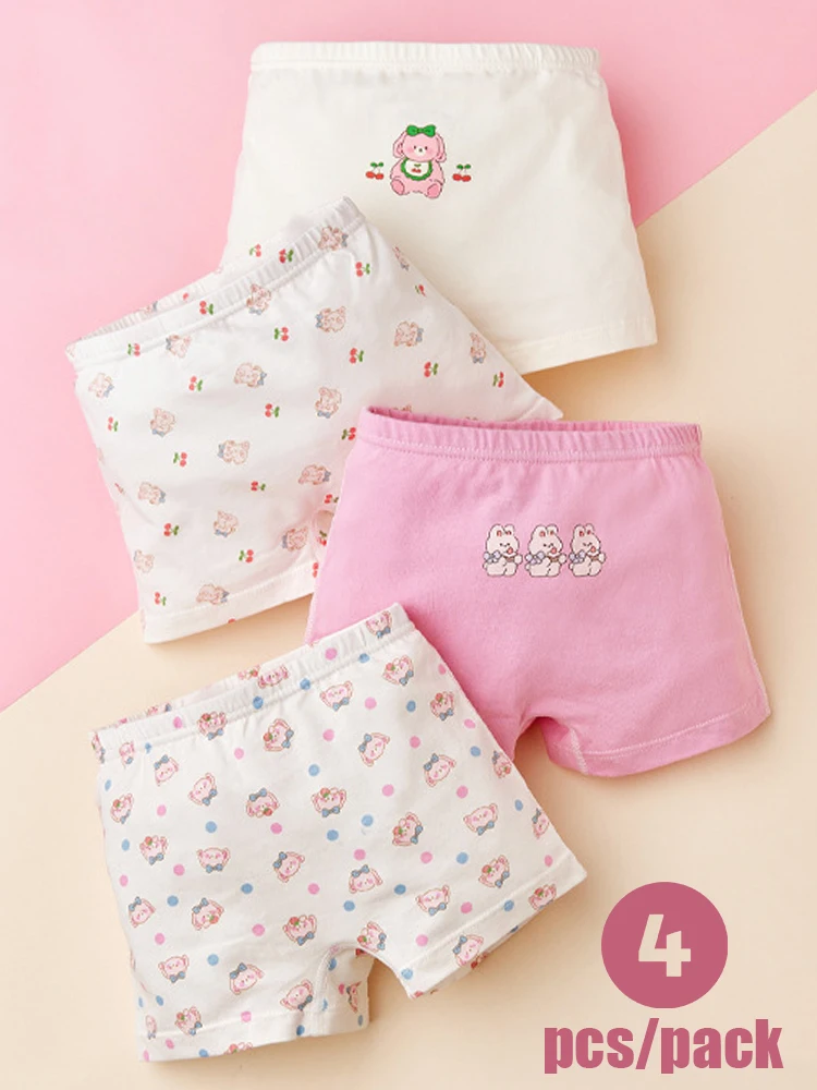 

4 шт./партия, хлопковые трусы-боксеры для девочек