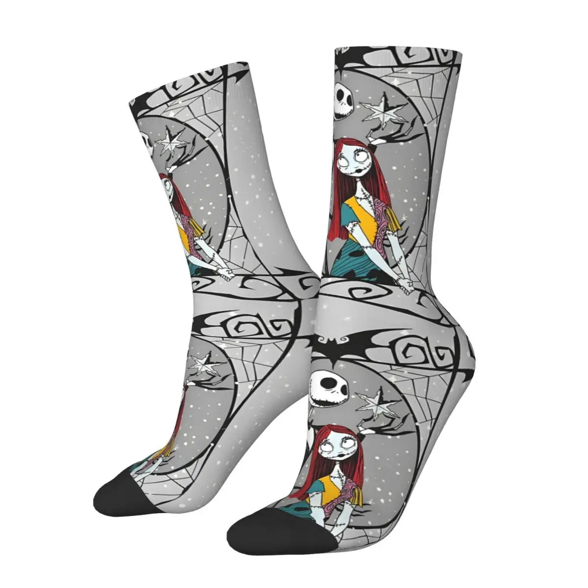 Calcetines de baloncesto Retro Jack Skellington y Sally The Nightmare Before Christmas, calcetines largos de poliéster para mujeres y hombres, antideslizantes