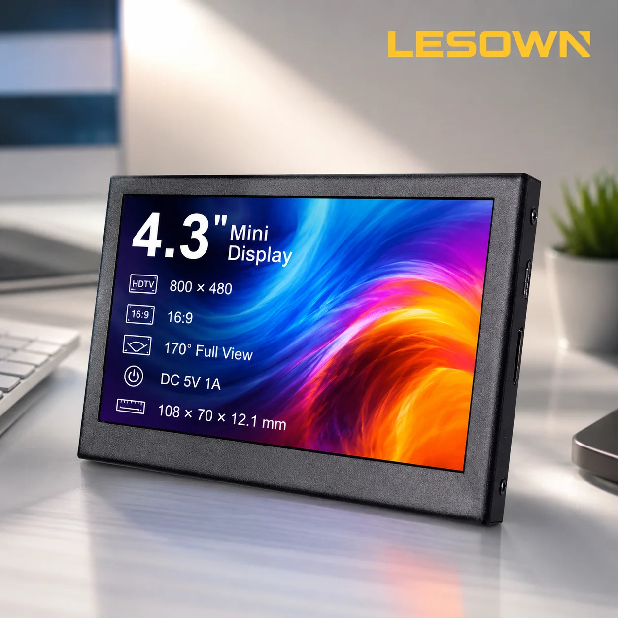 LESOWN Mini screen 4.3 Inch Plug and Play HDTV Compatible Monitor for Raspberry Pi Development