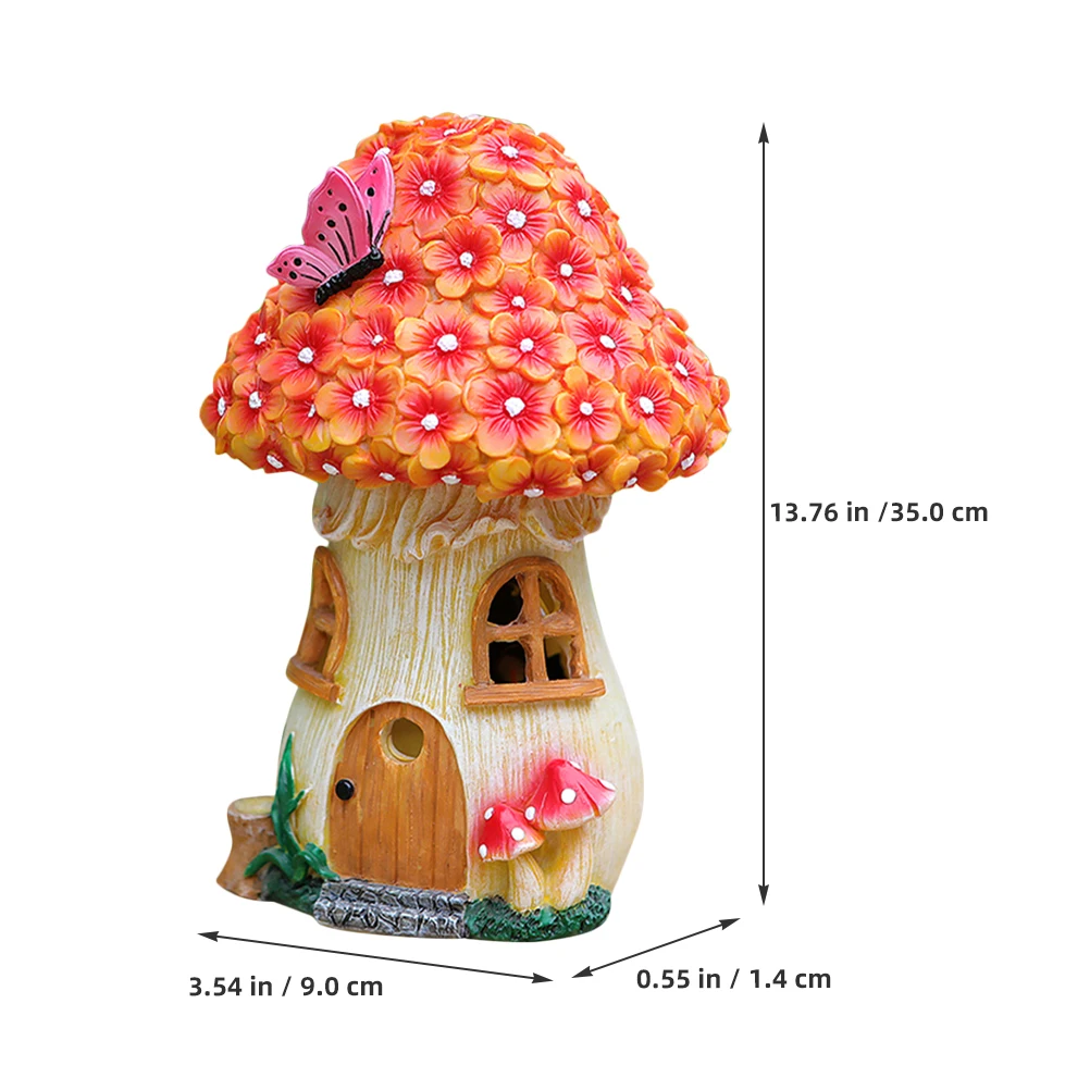 

Lamp Garden Yard Resin Statue Outdoor Decorative Light Powered Night Glow Durable Weather Resistant Lawn Ornament Mushroom House
