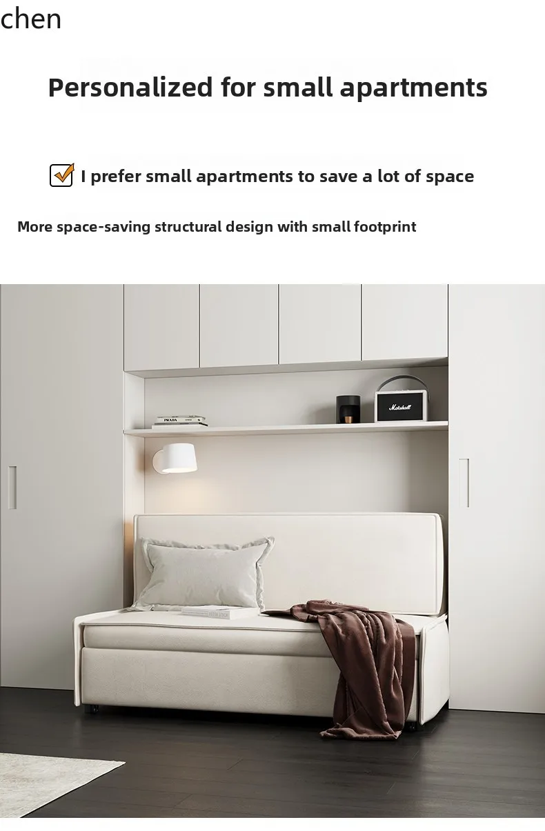 

LXC folding telescopic storage sofa bed small apartment sitting and lying multi-functional technology cloth isn't wind