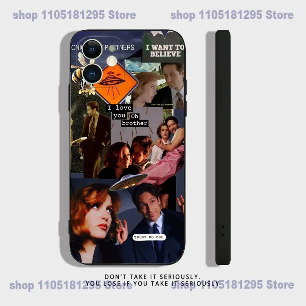 حافظة هاتف UFO TOP SECRET x-files لهاتف iPhone 17,16,15,14,13,12,11,XR,Pro,XS,Max,XR,Plus,Mini Soft Silicone Black مقاومة للصدمات