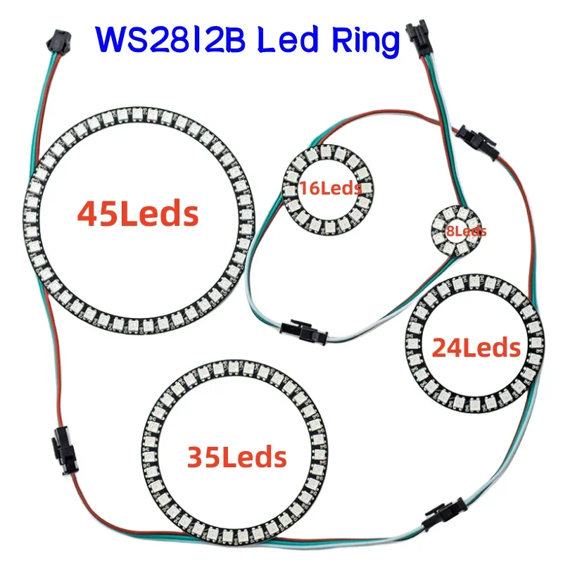 DC5V Ws2812 Led Pixel Ring Lampada ad anello LED a colori 8/16/24/35/45Led Pixel Lights Smart Ws2812b Modulo indirizzabile Cerchio di luce