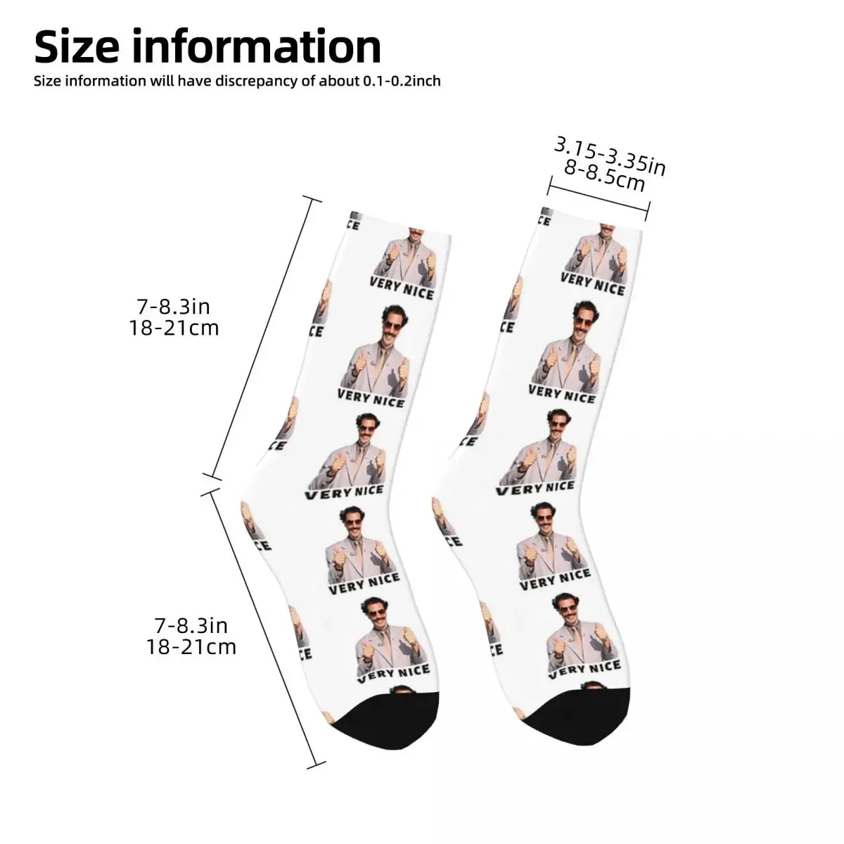 Borat Very Nice Socks Harajuku Super Soft Stockings All Season Long Socks Accessories for Unisex Gifts