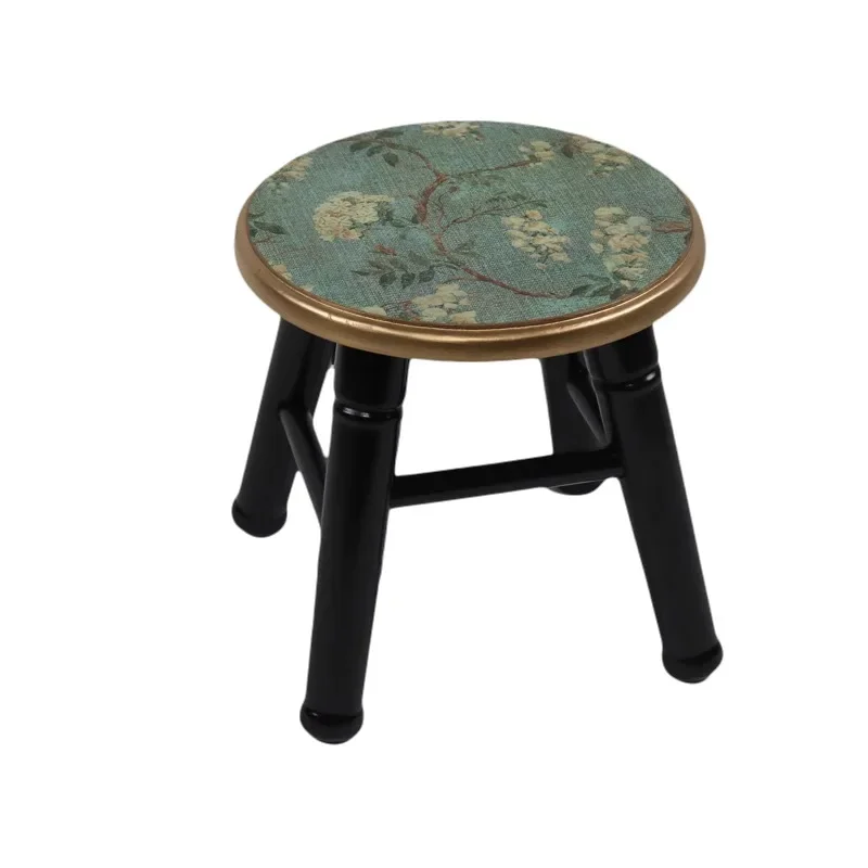 

American country stool household living room European solid wood low stool small round stool creative cartoon children cute smal