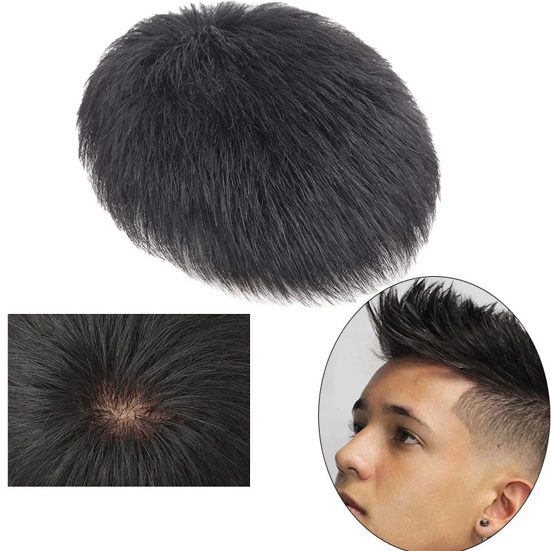 16*18 pulgadas peludas de pelo corto para hombres 100% cabello Real ligereza Natural Invisible para hombres calvicie recarga de cabello pelucas cocker adhesivas