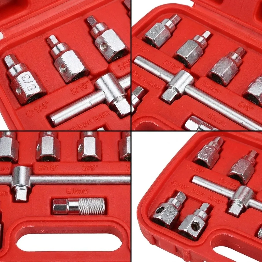 Oil Pan Drain Tool Kit 12 Piece Supporting Broad Vehicle Coverage Including Compact Cars Light Duty Trucks and Midsize SUVs