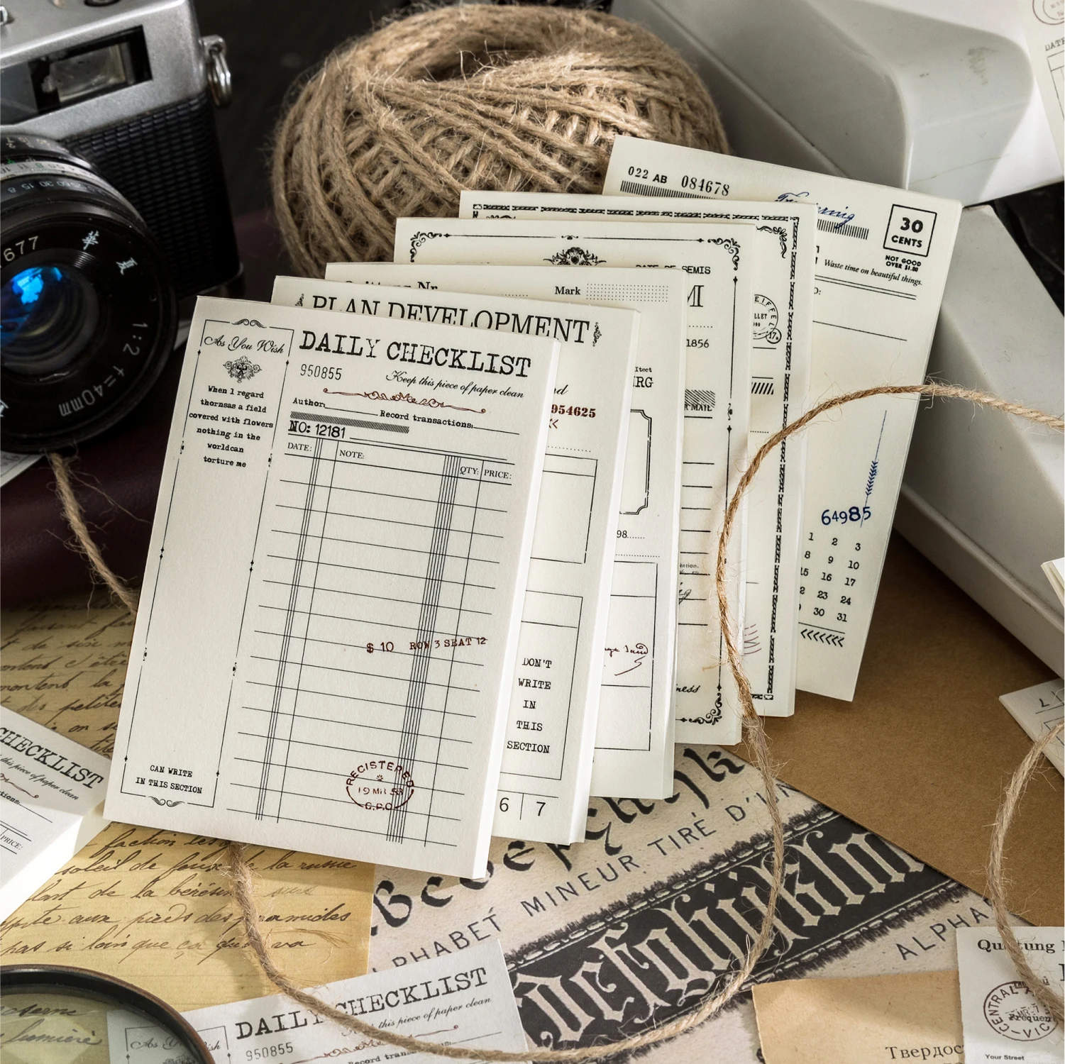 50pcs Simplicity Retro Styles Sticky Message Notes Memo Pad Diary Stationary Flakes Scrapbook Decorative kawaii paper
