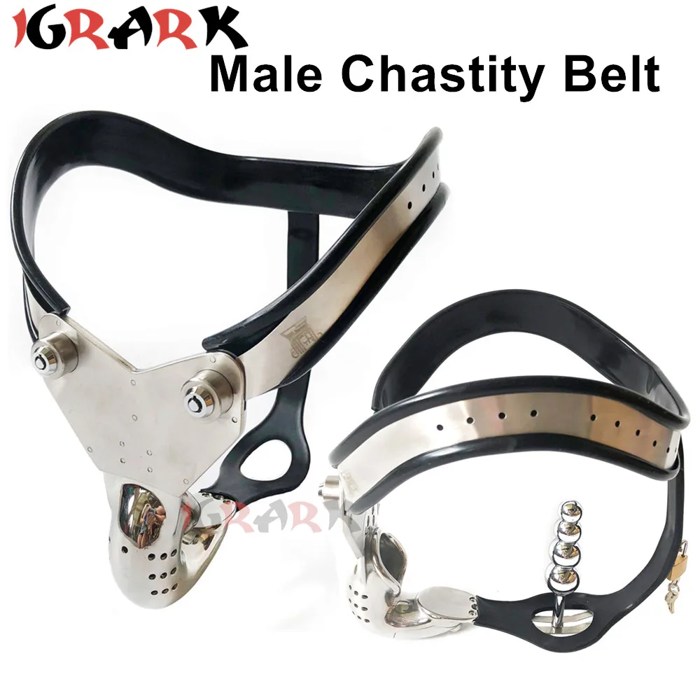 

Stainless Steel Male Chastity Cock Cage Leather Waist Belt Anal Beads Penis Bdsm Bondage Sex Toys For Men Husband Adult Games 18