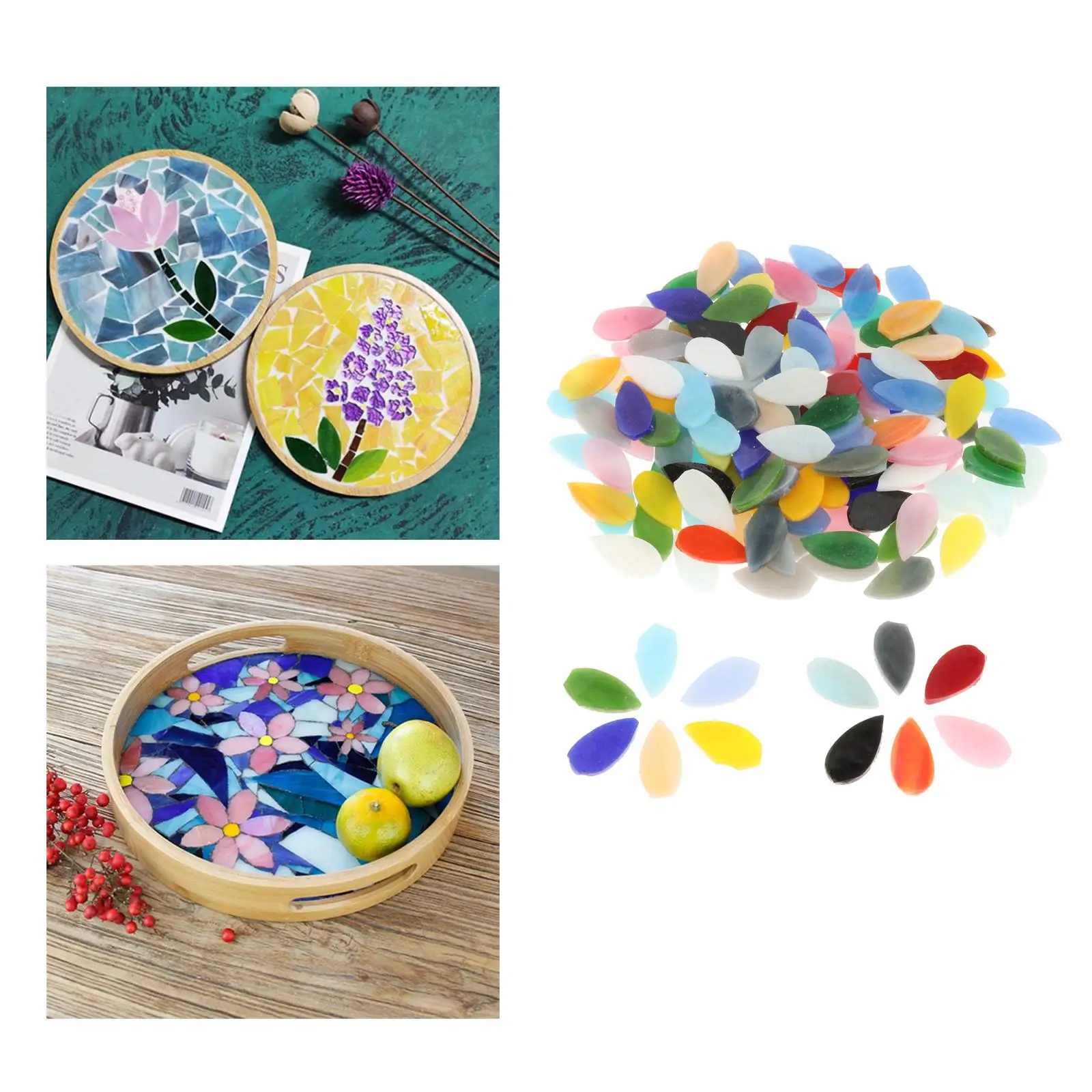 150  Assorted Colors Mosaic Tiles Hand-Cut Stained Glass Crafts Cups