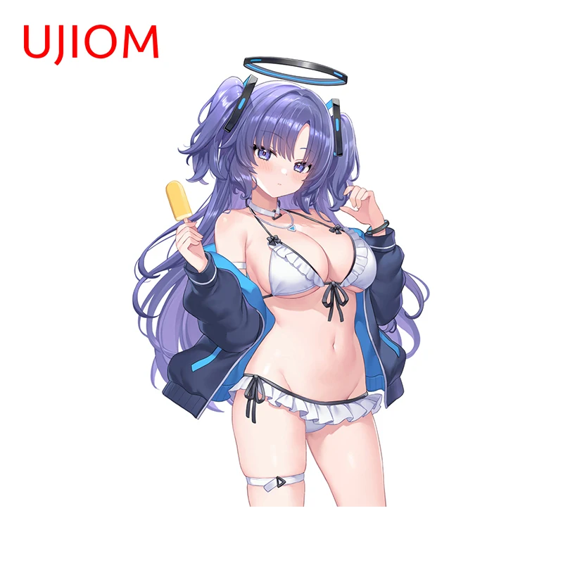 UJIOM 13cm X 8.6cm Sexy Hayase Yuuka Blue Archive Alluring Big Breast Wall Stickers Amusing Game Room Kitchen Decal Home Decor