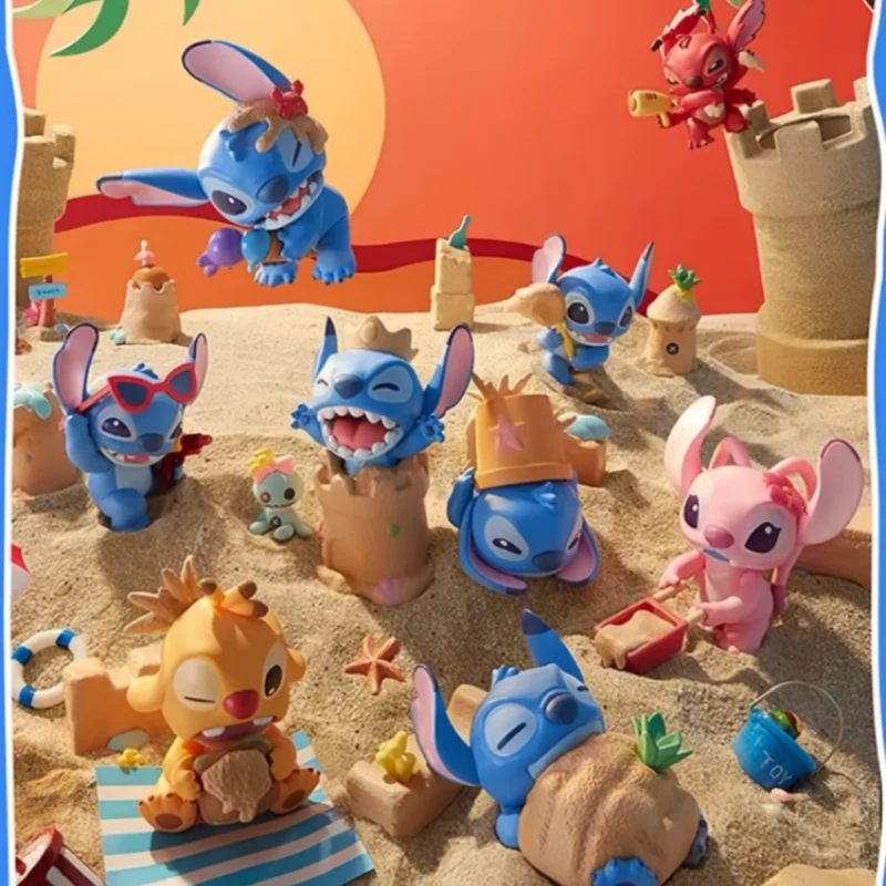 มินิโซ ตุ๊กตาสติทช์น่ารัก ซีรีส์ Little Gold In Stock แบบกล่องสุ่ม ตุ๊กตาตกแต่งฉากชายหญิง ของขวัญวันเกิดและวันหยุด