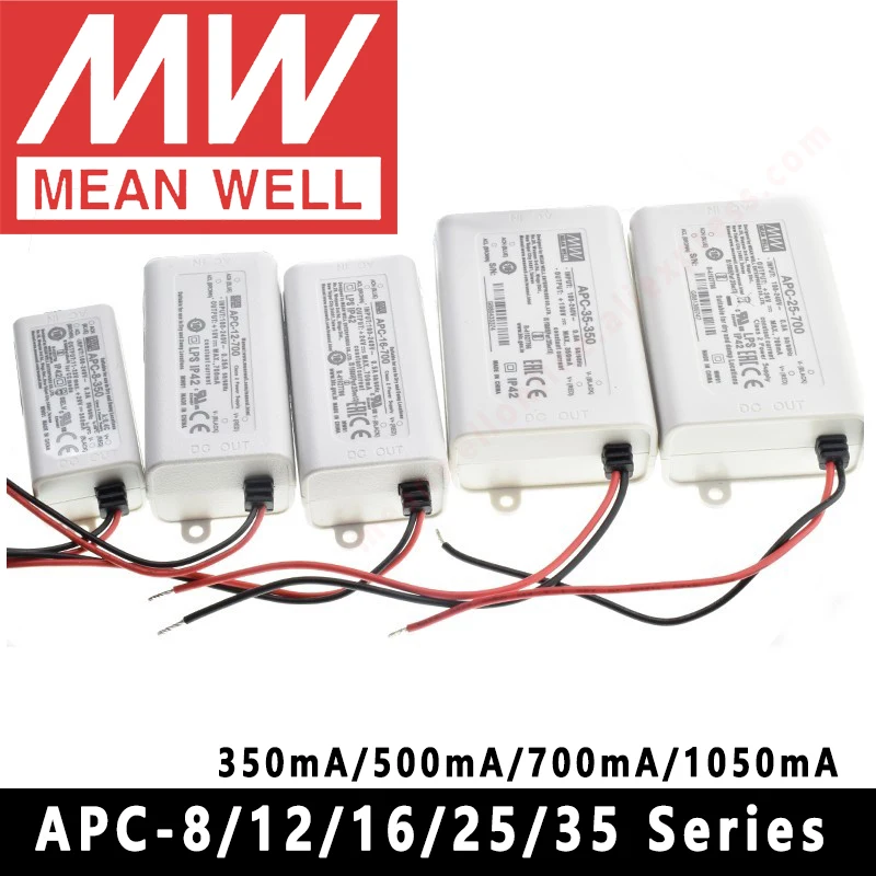 Mean Well APC-8/12/16/25/35-250/350/500/700/1050mA Meanwell illuminazione a LED per interni SMPS LED alimentatore a commutazione a corrente costante