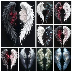 DIY Diamond Painting Cross Stitch Black White Angel Wings Rose Butterfly Full Square Round Diamond Mosaic New Collection 2024