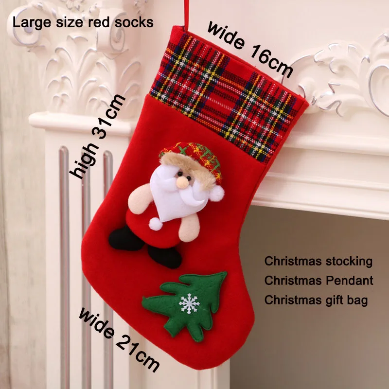 2 New Christmas Socks gifts Bags socks Decorations Christmas Tree Pendants Candy Bags Hanging Decorations Printed Personalized