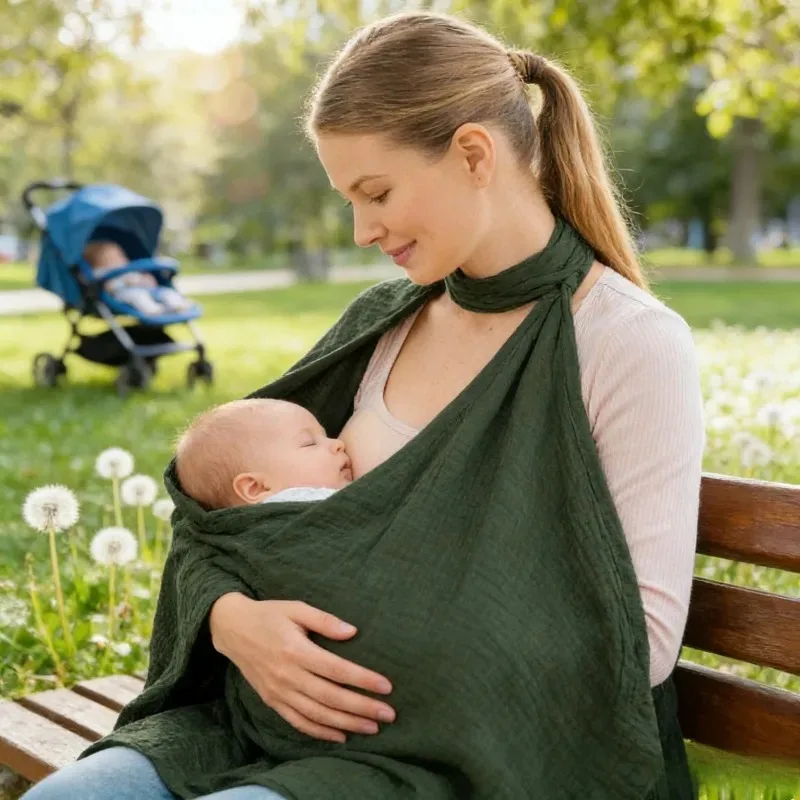 

Дышащий хлопковый платок-накидка для кормящих мам 75*95 см: легкий и мягкий, для использования на улице