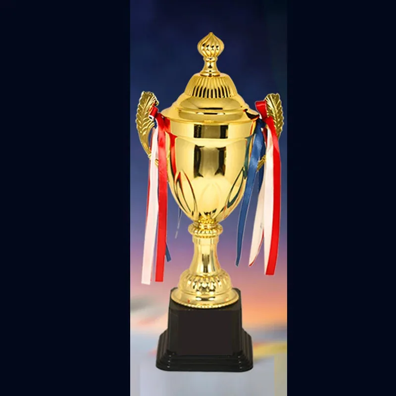 

Настраиваемый трофей чемпионов, пластиковая основа, металлический трофей с коммерческим покрытием, футбольная медаль, сувенирный кубок, украшение для дома, 1 шт.