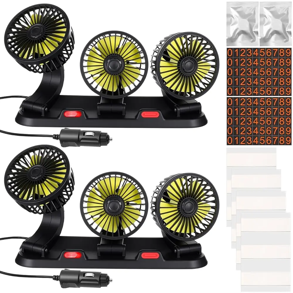 

Free Shipping2 Pcs 3-head Car Cooling Fan 12v Portable Vehicle Cooling Fan, 2 Speeds Adjustable, 360° Rotating, Cigarette Lighte