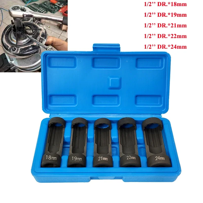 Open Sleeve Set 18 19 21 22 24mm for Porsche Front Shock Absorber Seat Nut Tool